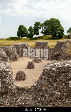 Old Sarum Cathedral in der Nähe der Stadt Salisbury, England. Stockfoto