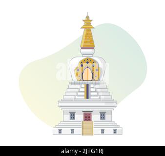 Dehradun City - World Peace Stupa - Icon Illustration als EPS 10 Datei Stock Vektor