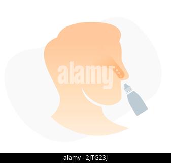 Menschliche Nase - Nasenspray - Stockillustration als EPS 10 Datei Stock Vektor