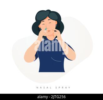 Menschliche Nase - Nasenspray - Stockillustration als EPS 10 Datei Stock Vektor