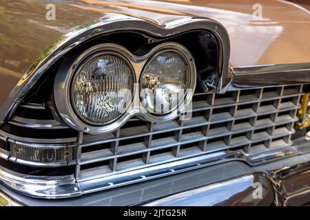 1959 Plymouth Fury ‘587 UYO’ im Bicester Heritage Centre ausgestellt Stockfoto