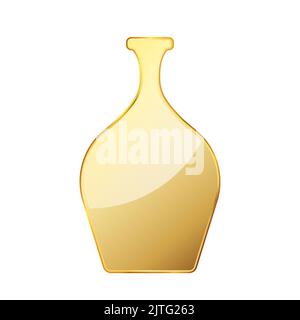Goldene Vase. Glänzende goldene Vase isoliert auf weißem Hintergrund. Vektorgrafik. Stock Vektor