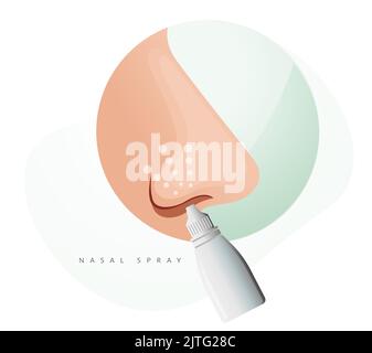Menschliche Nase - Nasenspray - Stockillustration als EPS 10 Datei Stock Vektor