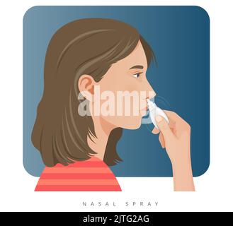 Menschliche Nase - Nasenspray - Stockillustration als EPS 10 Datei Stock Vektor