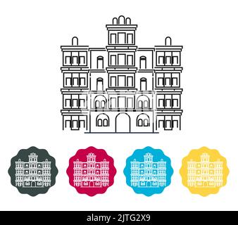 Historische Ikone Indore City - Rajwada Palace - Symbolillustration als EPS 10 Datei Stock Vektor