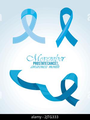 movember Schriftzug mit Bändern Stock Vektor