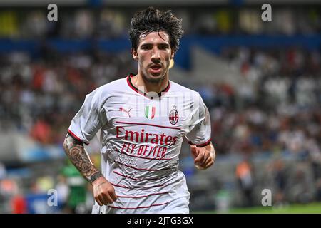 Reggio Emilia, Italien. 30. August 2022. Sandro Tonali während US Sassuolo gegen AC Mailand, italienische Fußballserie A Spiel in Reggio Emilia, Italien, August 30 2022 Quelle: Independent Photo Agency/Alamy Live News Stockfoto