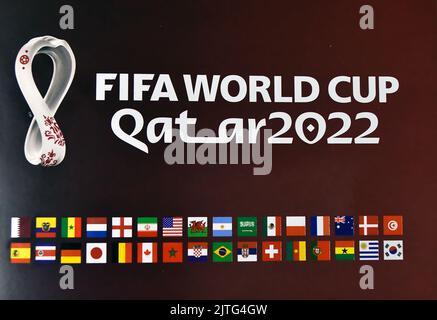 Rio de Janeiro-Brasilien 30. August 2022, Stickeralbum von Fußballspielern der Nationalmannschaften, die bei der Qatar World Cup spielen werden Stockfoto