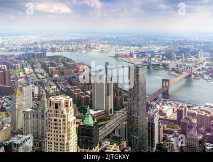 Luftaufnahme der Skyline von Manhatten, New York City, Nordamerika, USA Stockfoto