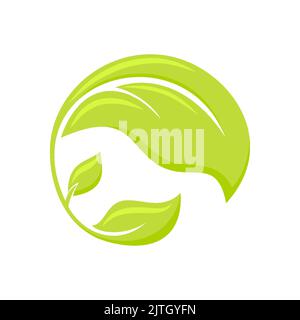 Eco Logo grün Naturschutz grün flach. Grüne Marke Rettung Flora Fauna in der Welt Planeten Ressourcen. Nur natürliche Komponente Gütezeichen Veganismus nicht auf Tieranzeigen Abzeichen Geschäft Firma getestet Stock Vektor