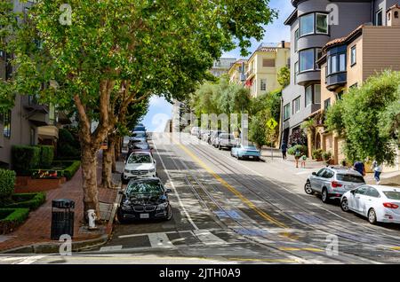 Blick auf die Hyde Street in San Francisco, Kalifornien, USA Stockfoto