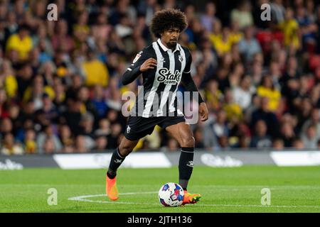 Watford, Großbritannien. 30. August 2022. Hamza Choudhury #4 von Watford in Watford, Vereinigtes Königreich am 8/30/2022. (Foto von Richard Washbrooke/News Images/Sipa USA) Quelle: SIPA USA/Alamy Live News Stockfoto