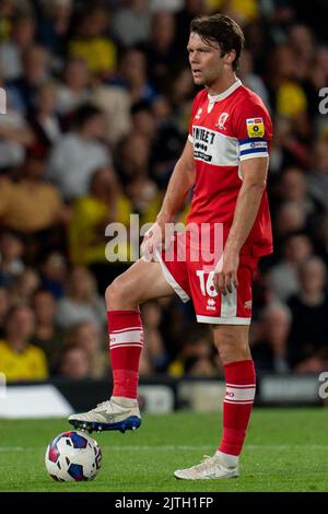 Watford, Großbritannien. 30. August 2022. Jonathan Howson #16 von Middlesbrough in Watford, Vereinigtes Königreich am 8/30/2022. (Foto von Richard Washbrooke/News Images/Sipa USA) Quelle: SIPA USA/Alamy Live News Stockfoto