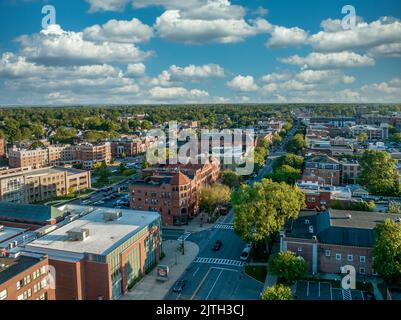 Luftaufnahme des Broadway in Saratoga Springs New York Stockfoto