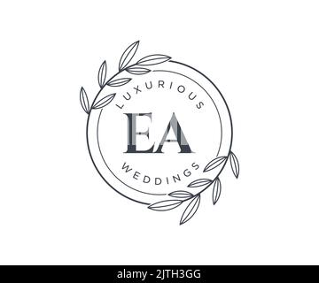 EA Initials Letter Hochzeitslogo-Vorlage, handgezeichnete moderne minimalistische und florale Vorlagen für Einladungskarten, Save the Date, elegant Stock Vektor
