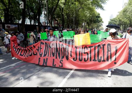 Mexiko-Stadt, Mexiko-Stadt, Mexiko. 30. August 2022. 30. August 2022, Mexiko-Stadt, Mexiko: Mitglieder der Nationalen Front für den Kampf für den Sozialismus nehmen am 30. August 2022 in Mexiko-Stadt an einer Demonstration in der Reforma Avenue Teil. (Bild: © Luis Barron/eyepix via ZUMA Press Wire) Stockfoto