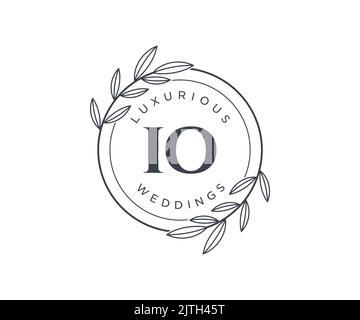 IO Initialen Brief Hochzeit Monogramm Logos Vorlage, handgezeichnete moderne minimalistische und florale Vorlagen für Einladungskarten, Save the Date, elegant Stock Vektor