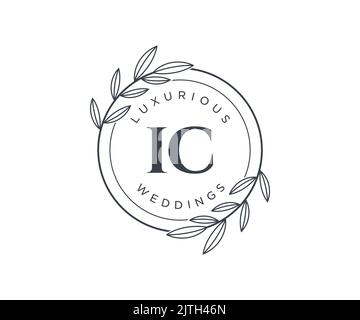 IC Initials Letter Hochzeit Monogramm Logos Vorlage, handgezeichnete moderne minimalistische und florale Vorlagen für Einladungskarten, Save the Date, elegant Stock Vektor