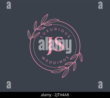 JS Initials Letter Hochzeit Monogramm Logos Vorlage, handgezeichnete moderne minimalistische und florale Vorlagen für Einladungskarten, Save the Date, elegant Stock Vektor