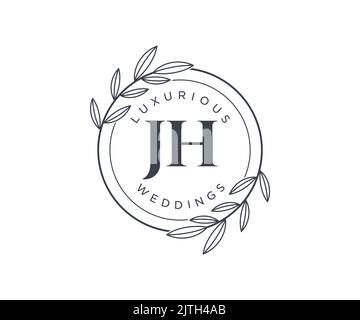 JH Initialen Brief Hochzeit Monogramm Logos Vorlage, handgezeichnete moderne minimalistische und florale Vorlagen für Einladungskarten, Save the Date, elegant Stock Vektor