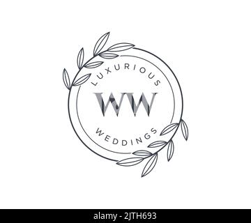 WW Initials Letter Hochzeit Monogramm Logos Vorlage, handgezeichnete moderne minimalistische und florale Vorlagen für Einladungskarten, Save the Date, elegant Stock Vektor