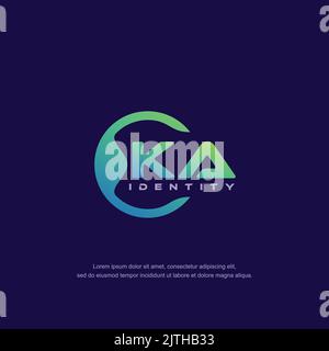 KA Anfangsbuchstabe kreisförmige Linie Logo Vorlage Vektor mit Farbverlauf Farbe Stock Vektor