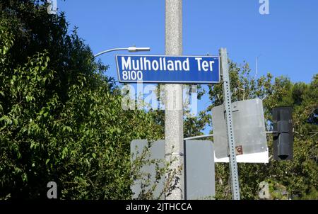 Los Angeles, California, USA 27.. August 2022 Mulholland Terrace Sign on August 27, 2022 in Los Angeles, California, USA. Foto von Barry King/Alamy Stockfoto Stockfoto