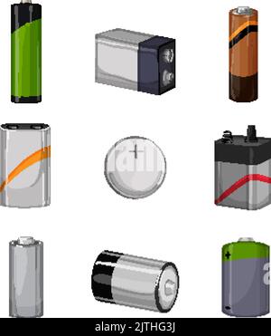 battery energy electric set cartoon vector illustration Stock Vektor