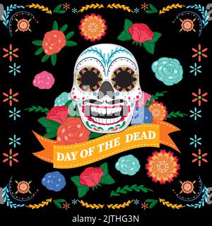 Tag der Toten mit calaca Schädel Illustration Stock Vektor