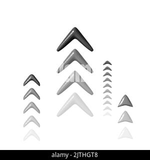 Schwarzer 3D-Pfeil nach oben. Konzept der Pfeilanimation. Vektorgrafik Stock Vektor