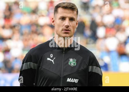 Reggio Emilia, Italien. 30. August 2022. Pinamonti Portrait während US Sassuolo gegen AC Mailand, italienische Fußballserie A Spiel in Reggio Emilia, Italien, August 30 2022 Quelle: Independent Photo Agency/Alamy Live News Stockfoto