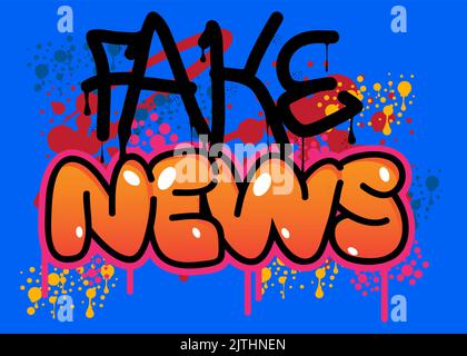 Fake News Graffiti Tag. Abstrakte moderne Straßenkunst Dekoration in städtischer Malerei Stil durchgeführt. Stock Vektor