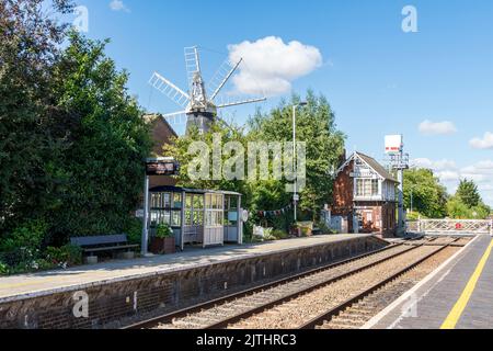 Blick nach Westen entlang des Bahnhofs Heckington, Heckington Lincolnshire 2022 Stockfoto