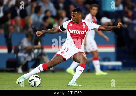 PARIS - Jean Lucas de Souza Oliveira vom FC AS Monaco während des Spiels der französischen Ligue 1 zwischen Paris Saint-Germain und AS Monaco am 28. August 2022 im Parc des Princes in Paris, Frankreich. ANP | Dutch Height | GERRIT AUS KÖLN Stockfoto