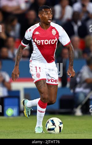 PARIS - Jean Lucas de Souza Oliveira vom FC AS Monaco während des Spiels der französischen Ligue 1 zwischen Paris Saint-Germain und AS Monaco am 28. August 2022 im Parc des Princes in Paris, Frankreich. ANP | Dutch Height | GERRIT AUS KÖLN Stockfoto