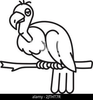 Cartoon Geier sitzt auf Zweig wie Symbol Vektor Illustration für Geier Awareness Day am 3. September Stock Vektor