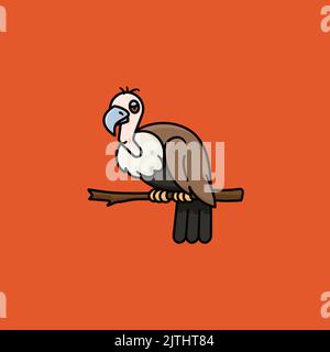Cartoon Geier sitzt auf Zweig Vektor Illustration für Geier Awareness Day am 3. September Stock Vektor