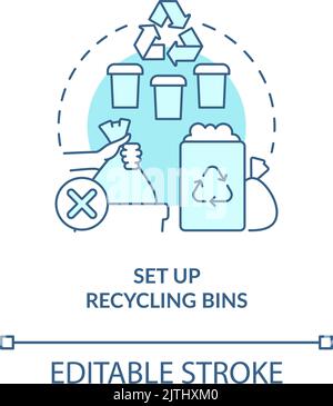 Richten Sie das türkisfarbene Konzeptsymbol für Recycling-Behälter ein Stock Vektor