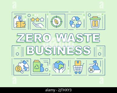 Zero Waste Business Wort Konzepte grünes Banner Stock Vektor
