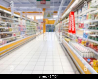 Abstrakt verschwommen Supermarkt Gänge für Hintergrund. - Stock Foto Stockfoto