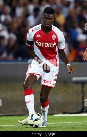 PARIS - Benoit Badiashile des FC AS Monaco während des Spiels der französischen Ligue 1 zwischen Paris Saint-Germain und AS Monaco am 28. August 2022 im Parc des Princes in Paris, Frankreich. ANP | Dutch Height | GERRIT AUS KÖLN Stockfoto