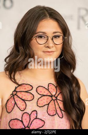 Megan Richards nimmt am 30. August 2022 in London, England, an der Weltpremiere von „der Herr der Ringe: Die Ringe der Macht“ auf dem Leicester Square Teil. Foto von Gary Mitchell/Alamy Live News Stockfoto