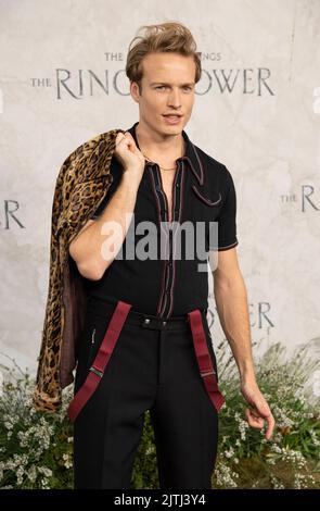 Will Fletcher nimmt am 30. August 2022 in London, England, an der Weltpremiere von „der Herr der Ringe: Die Ringe der Macht“ auf dem Leicester Square Teil. Foto von Gary Mitchell/Alamy Live News Stockfoto