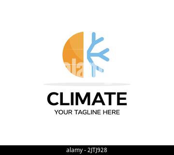 Klimaregelung, Logo-Design für Meteorologie-Balance. Haus Klimaregelung, Temperatur ändern, Klimaanlage, Kühlung oder Heizung Vektor. Stock Vektor