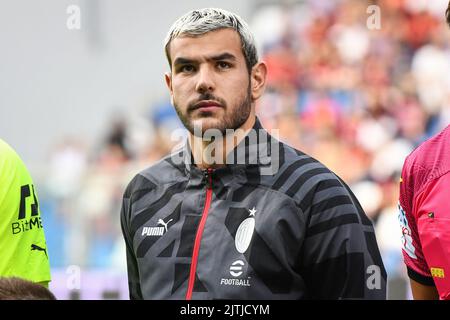 Reggio Emilia, Italien. 30. August 2022. Porträt von Theo Hernandez während des US Sassuolo gegen AC Mailand, italienische Fußballserie Ein Spiel in Reggio Emilia, Italien, August 30 2022 Quelle: Unabhängige Fotoagentur/Alamy Live News Stockfoto