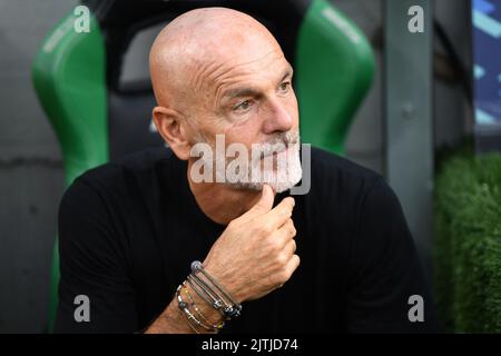 Reggio Emilia, Italien. 30. August 2022. Stefano Pioli Porträt während US Sassuolo gegen AC Mailand, italienische Fußballserie Ein Spiel in Reggio Emilia, Italien, August 30 2022 Quelle: Independent Photo Agency/Alamy Live News Stockfoto