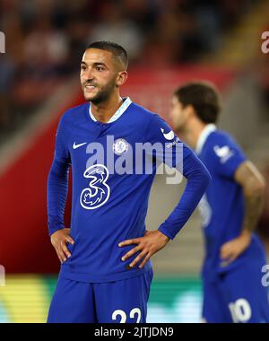 Southampton, England, 30.. August 2022. Hakin Ziyech aus Chelsea während des Spiels der Premier League im St. Mary's Stadium, Southampton. Bildnachweis sollte lauten: David Klein / Sportimage Stockfoto