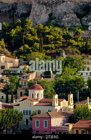 Heilige Kirche der Großen Taxiarchen und der Jungfrau Maria Gregorousa, erhöhte Ansicht, Athen, Attika, Griechenland Stockfoto