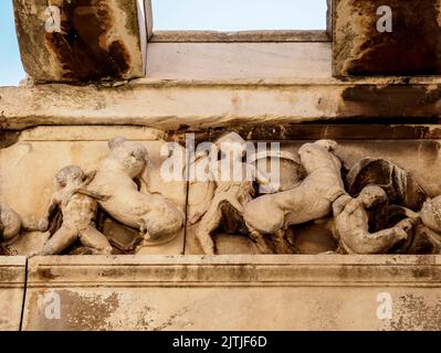 Tempel des Hephaestus, Detailansicht, Antike Agora, Athen, Attika, Griechenland Stockfoto