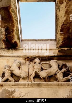 Tempel des Hephaestus, Detailansicht, Antike Agora, Athen, Attika, Griechenland Stockfoto